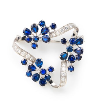 Sapphire and diamond brooch