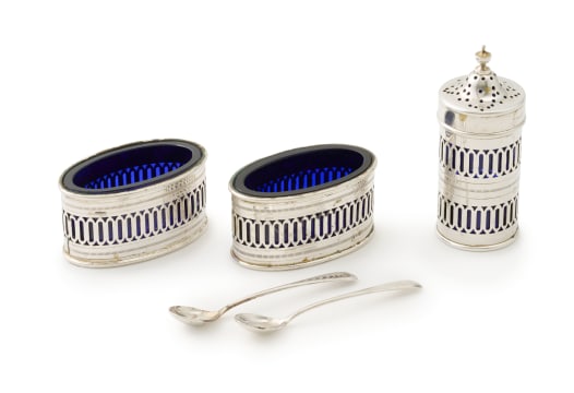 An Italian silver cased condiment set, Romeo Miracoli, .800 standard