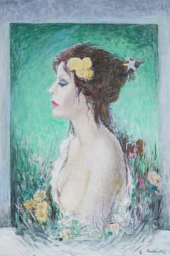 Armando Baldinelli; Figure in Profile with Flowers