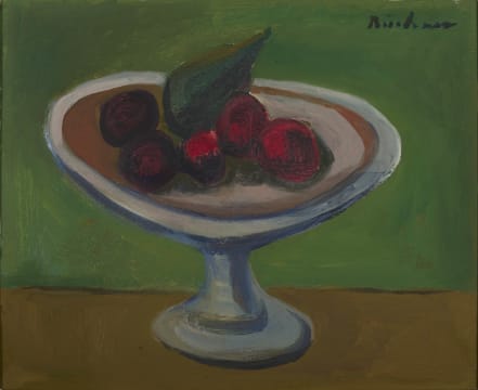 Carl Büchner; Still Life with Fig and Stone Fruit