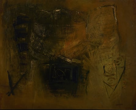 Charles Gassner; Abstract Composition in Black and Ochre