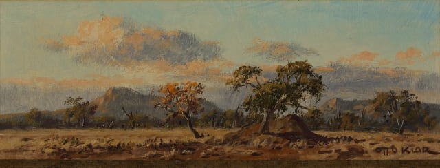 Otto Klar; Landscape with Mountains in the Distance