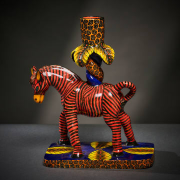 Red zebra candle holder