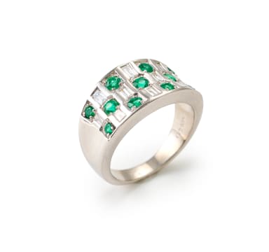 Emerald and diamond ring
