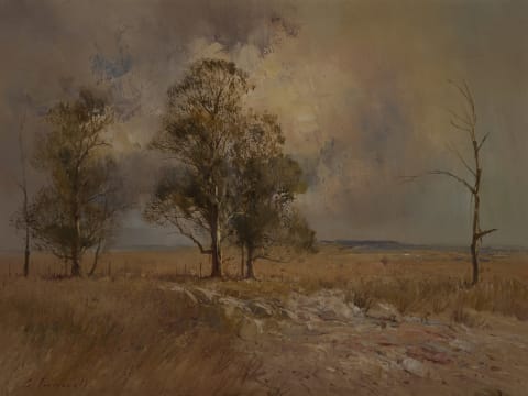 Christopher Tugwell; Landscape with Trees and Fence