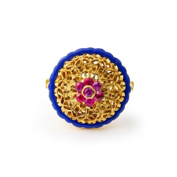 Ruby and enamel ring