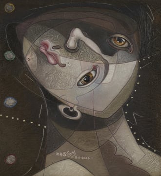 Robert Slingsby; Untitled (Cubist Portrait in Grey)