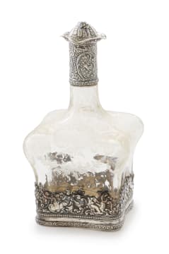 A Victorian silver-mounted glass decanter bearing import marks for B Muller & Son, Chester, 1898