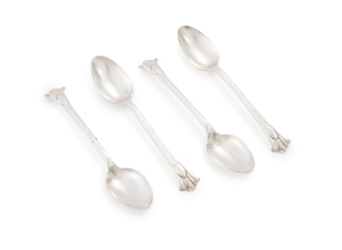 Four George V silver teaspoons, Mappin & Webb Ltd, Sheffield, 1925