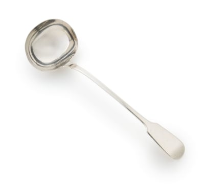 A Victorian silver 'Fiddle' pattern soup ladle, William Theobalds, London, 1837