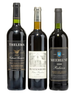 Bordeaux Collection; Meerlust, Rustenberg, Thelema; 1998, 1999, 2000; 3 (1 x 3); 750ml