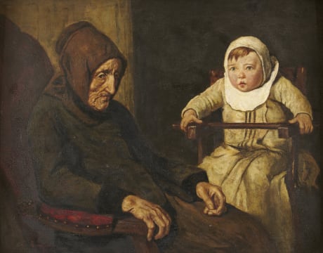 Continental School 19th Century; Grandmother and Child