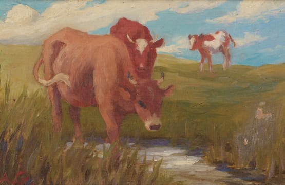 Allerley Glossop; Landscape with Cows and Stream