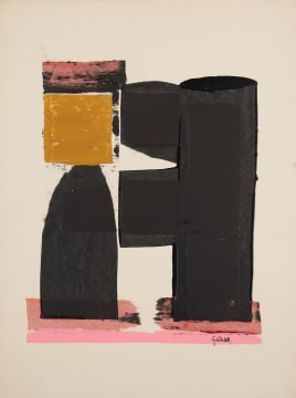 Sidney Goldblatt; Abstract Composition in Black, Pink and Ochre