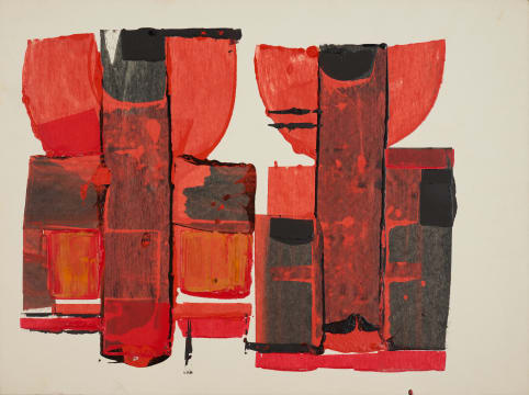 Two Abstract Figures in Red