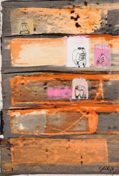 Composition with Stripes in Orange and Black