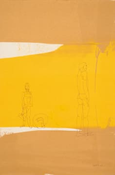 Two Figures in Gold and Tan