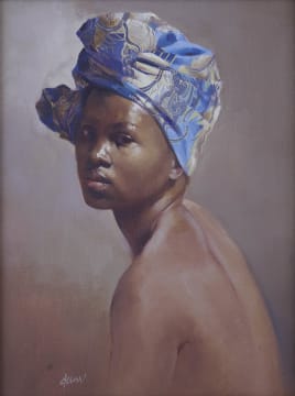 Douw van Heerden; Portrait of a Woman Wearing a Headscarf