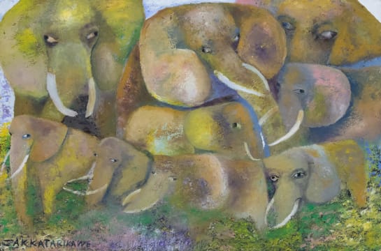 Jak Katarikawe; Untitled (Herd of Elephants)