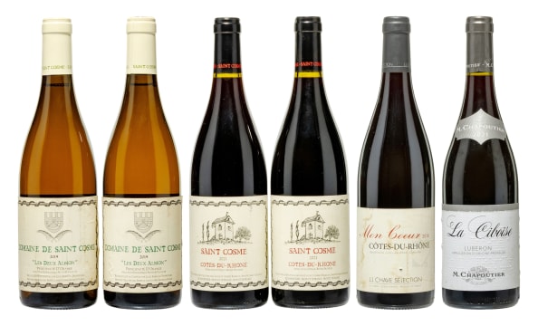 Rhône Collection; Saint Cosme, Jean-Louis Chave, M. Chapoutier; 2018, 2019, 2021; 6 (1 x 6); 750ml