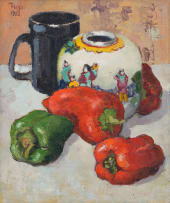 Conrad Theys; Stillewe met Rissies (Still Life with Peppers)