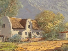 Gabriel de Jongh; Cape Landscape with Cottage