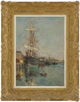 Edmond Marie Petitjean; Harbour Scene with Sailing Ships