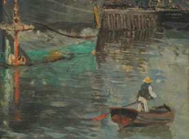Edmond Marie Petitjean; Harbour Scene with Sailing Ships