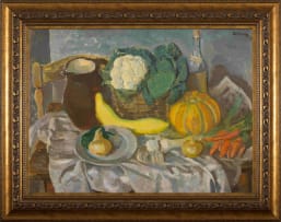 Alfred Krenz; Still Life with Vegetables and Vessels