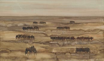 Gordon Vorster; Wildebeest in an Arid Landscape