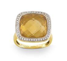 Citrine and diamond 18ct yellow gold dress ring