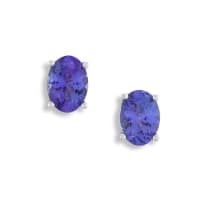 Pair of tanzanite and 18ct white gold earrings