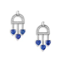 Pair of blue sapphire and diamond pendant earrings