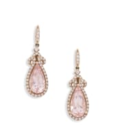 Pair of morganite and diamond 14ct rose gold earrings