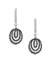 Pair of black and white diamond 18ct white gold pendant earrings