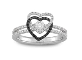 Black and white diamond 18ct white gold ring