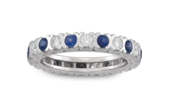 Diamond and blue-sapphire 18ct white gold eternity ring
