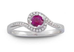 Ruby and diamond 18ct white gold ring