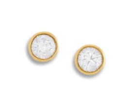 Pair of diamond and 18ct yellow gold earrings