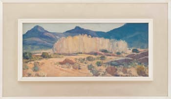 Piet van Heerden; Mountain Landscape with Poplar Copse