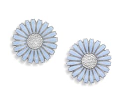 Pair of Georg Jensen silver and pale blue enamel earrings, 925 sterling
