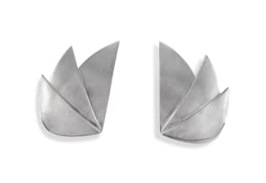 Pair of Georg Jensen silver clip earrings, No 379, designed by Regitze Overgaard, Denmark, .925 Sterling, 1970s