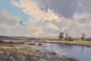Christopher Tugwell; Cattle at a Lakeside