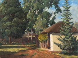 Nils Andersen; A Thatched Cottage amongst Trees