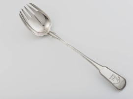 A George III silver Fiddle and Thread pattern salad fork, Soloman Hougham, London, 1802