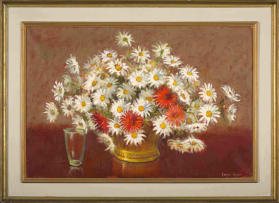 Adriaan Boshoff; Daisies in a Copper Vase