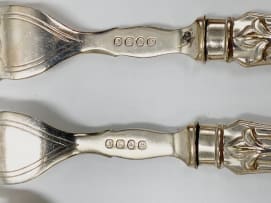 A set of twelve silver-plate fish knives and forks, John Round & Son, Sheffield, 1874