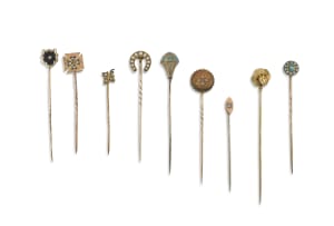Collection of nine Victorian and Edwardian stick pins