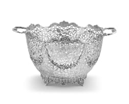 A German silver pierced two-handled bowl, B Neresheimer & Söhne, Hanau, 1903 with import marks for Berthold Hermann Müller, London, 1914, .925 sterling