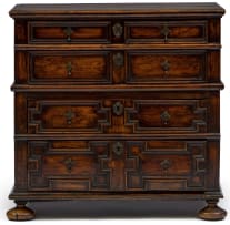 A French walnut and oak chest-on-chest, 18th century and later